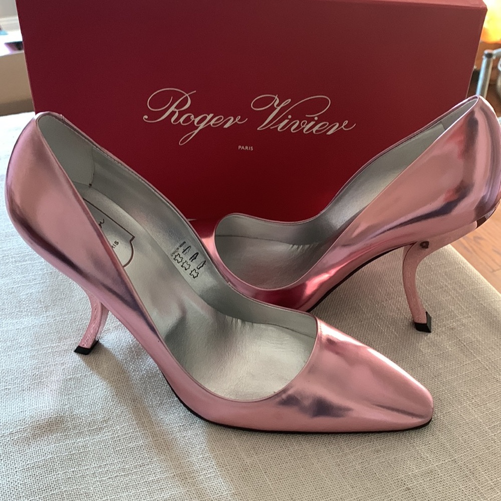 Handcrafted Leather 5ES Aurora Roger Vivier PARIS Virgule Heel Sz. 39 Dust Bag